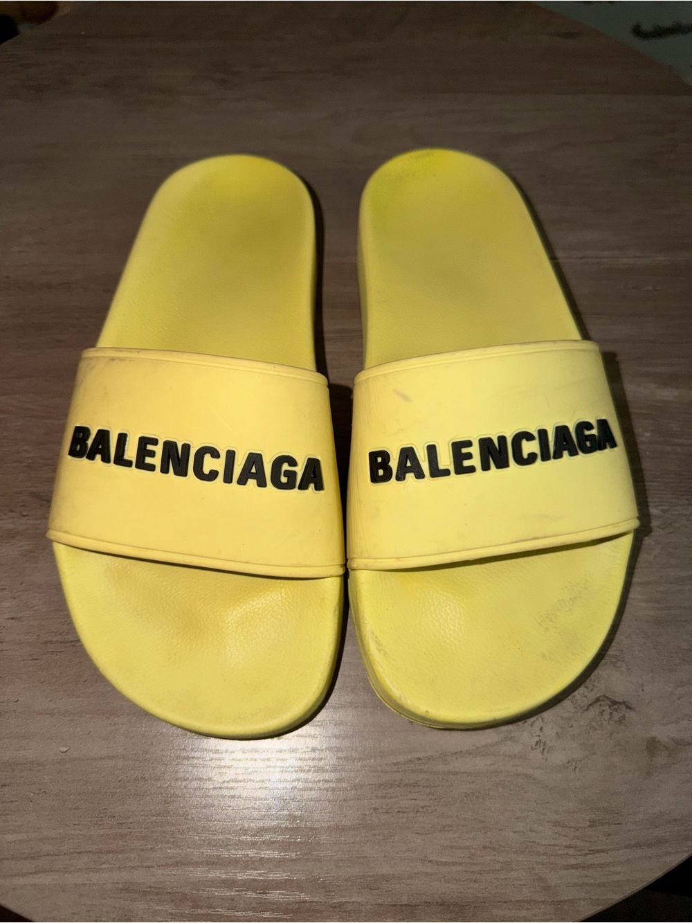 Balenciaga Yellow Logo Slide Sandals